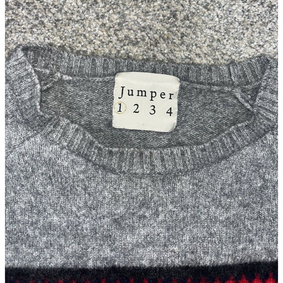 Jumper 1234 Pull Over Knit 100% Cashmere SIZE 1 Sweater Grey Blue Red Striped - Picture 4 of 9